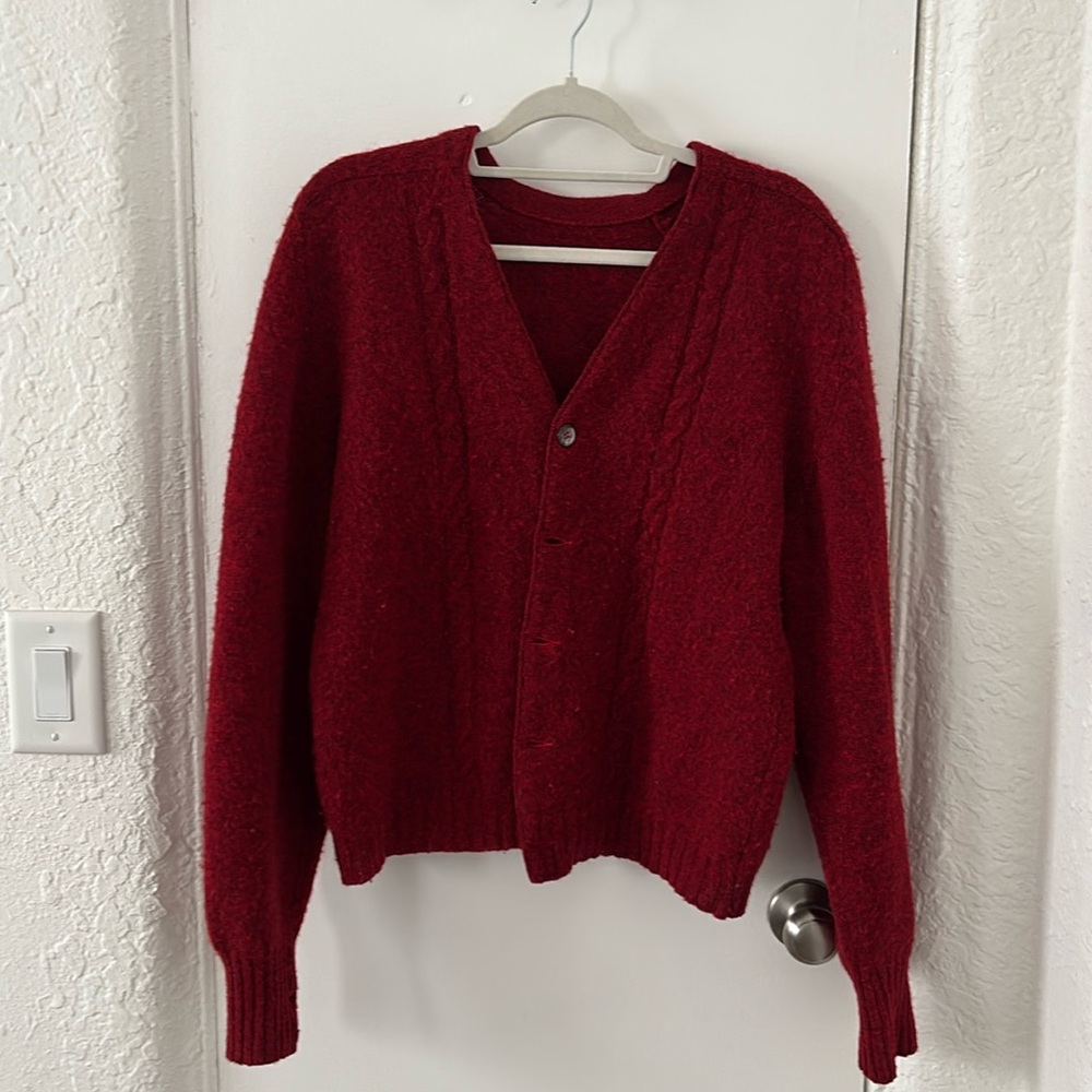 Vintage Red Wool Cardigan